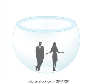 business in a fish bowl concept  vector