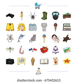 business, fishing, hiking and other web icon in cartoon style. vacation, travel, game icons in set collection.