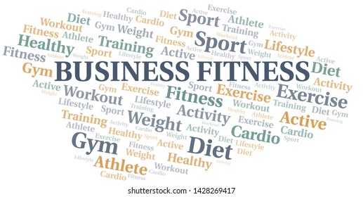 Business Fitness word cloud. Wordcloud made with text only.