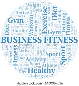 Business Fitness word cloud. Wordcloud made with text only.