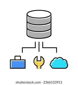 Digital Processing - Farbsymbol für Business, Fix und Cloud Storage. Digital-Verarbeitungszeichen für Business, Fix und Cloud-Speicher. einzelne Symbolillustration
