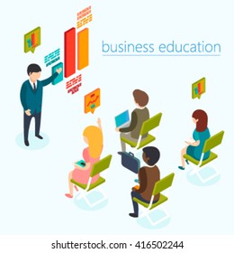 Business flat 3d isometric style vector illustration