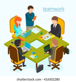 Business flat 3d isometric style vector illustration