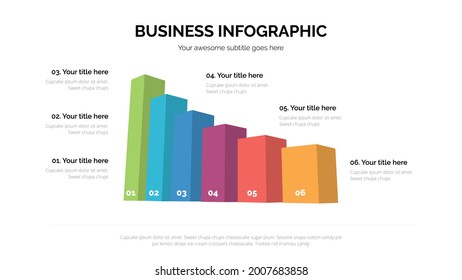 Business Flat Bar Chart Infographic with Six Data Included Suitable for Presentation with 16x9 Aspect Ratio