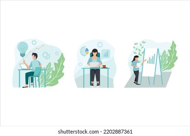 Business Flat Bundle Illustration Design