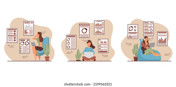 Paquete plano empresarial con ilustración de personas