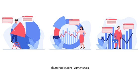 Paquete plano empresarial con ilustración de personas