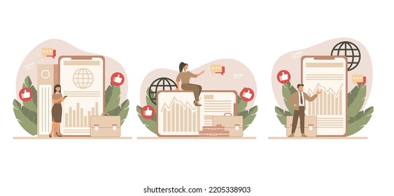 Paquete plano empresarial con ilustración de personas
