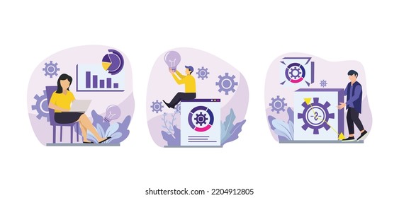 Ilustración de diseño púrpura de paquete plano empresarial