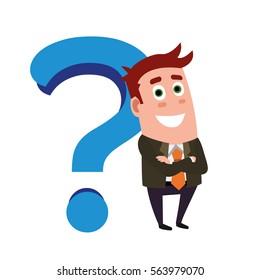 Business flat  character and question mark.