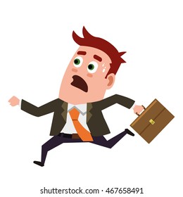 Business flat  character is running with panic.