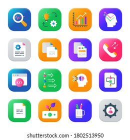 Business and Flat Circle icons, stroked - Vectors