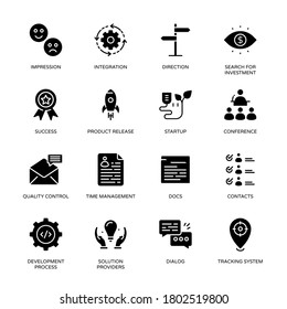 Business and Flat Circle icons, stroked - Vectors
