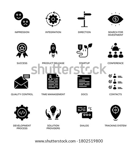 Business and Flat Circle icons, stroked - Vectors
