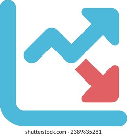 Línea hacia abajo de la gráfica de iconos de diseño plano empresarial