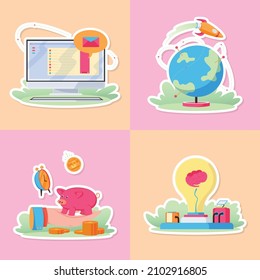 Colección de iconos de diseño plano empresarial