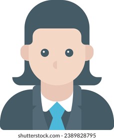 Business flat design icon user tie hair long