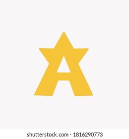 Business flat design logo vector, a letter with star combination, good for brand identity