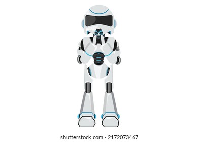Business flat drawing robot praying hands together. Robot holding palm in prayer. Emotion, body language gesture. Humanoid robot cybernetic organism. Future robotic. Cartoon design vector illustration