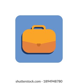 Icono plano de negocio con un caso breve sobre la ilustración del vector de fondo azul