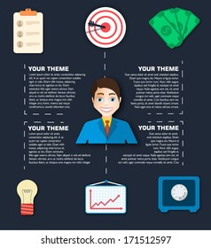 business flat icon infographic. Vector illustration