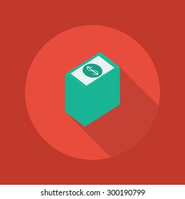 Business Flat Icon With Long Shadow. Money