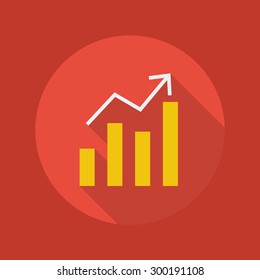 Business Flat Icon With Long Shadow. Chart