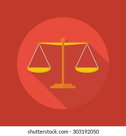 Business Flat Icon With Long Shadow. Balance scale