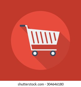 Business Flat Icon With Long Shadow. Cart