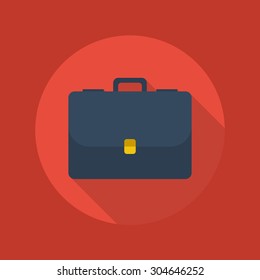 Business Flat Icon With Long Shadow. Briefcase