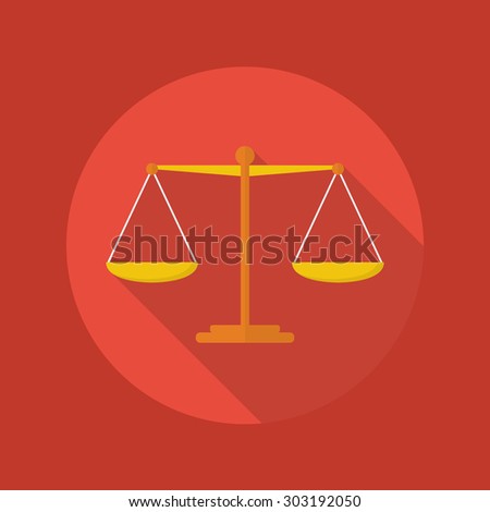 Business Flat Icon With Long Shadow. Balance scale