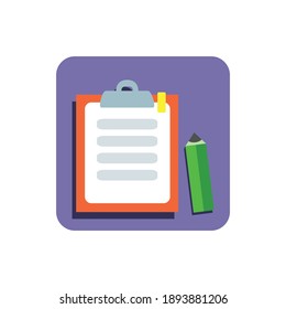 Business flat icon with pen and paper vector illustration
