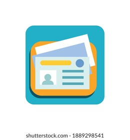 Icono plano comercial con tarjetas de nombre personal ilustración vectorial