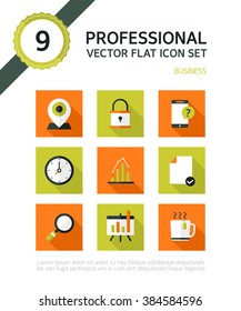 Business flat icon set