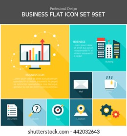 Business flat icon set