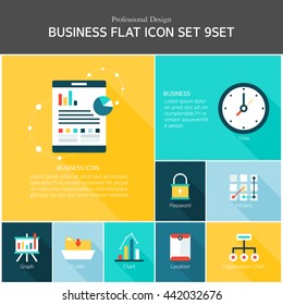 Business flat icon set
