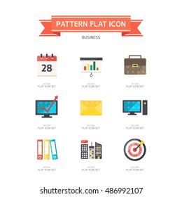 Business flat icon set
