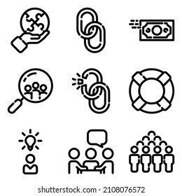 Conjunto De Iconos Planos De Negocios Aislados En Fondo Blanco