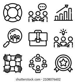 Business Flat Icon Set Isolated On White Background