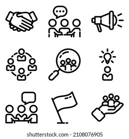 Business Flat Icon Set Isolated On White Background