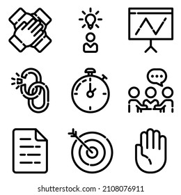 Business Flat Icon Set Isolated On White Background
