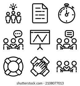 Business Flat Icon Set Isolated On White Background