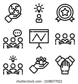 Business Flat Icon Set Isolated On White Background