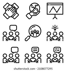 Business Flat Icon Set Isolated On White Background