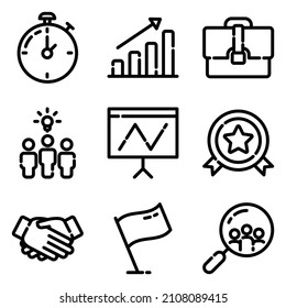 Conjunto De Iconos Planos De Negocios Aislados En Fondo Blanco