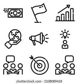 Conjunto De Iconos Planos De Negocios Aislados En Fondo Blanco