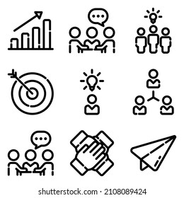 Business Flat Icon Set Isolated On White Background