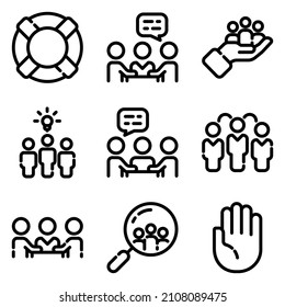 Business Flat Icon Set Isolated On White Background