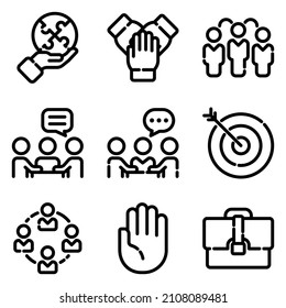 Conjunto De Iconos Planos De Negocios Aislados En Fondo Blanco