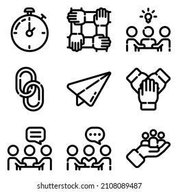 Conjunto De Iconos Planos De Negocios Aislados En Fondo Blanco